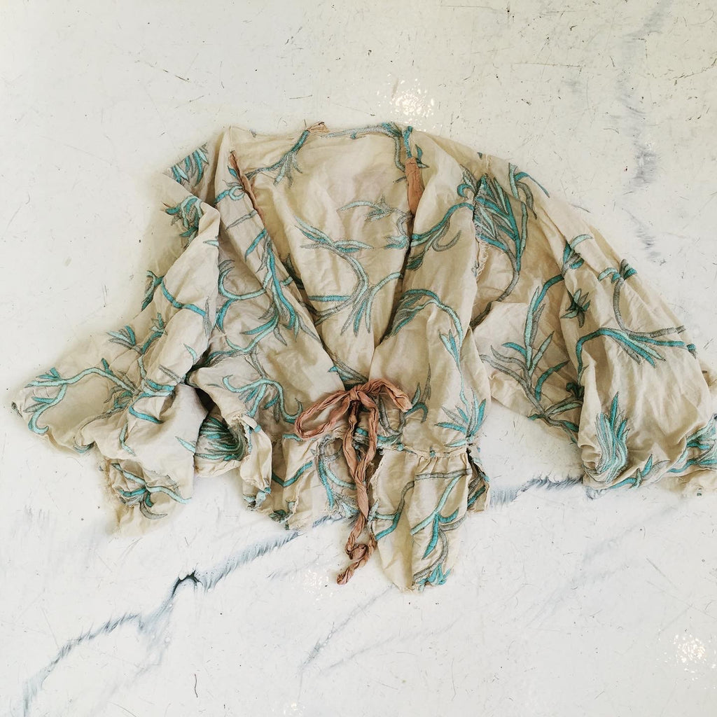 Cotton Silk Embroidered Piano Shawl Jacket